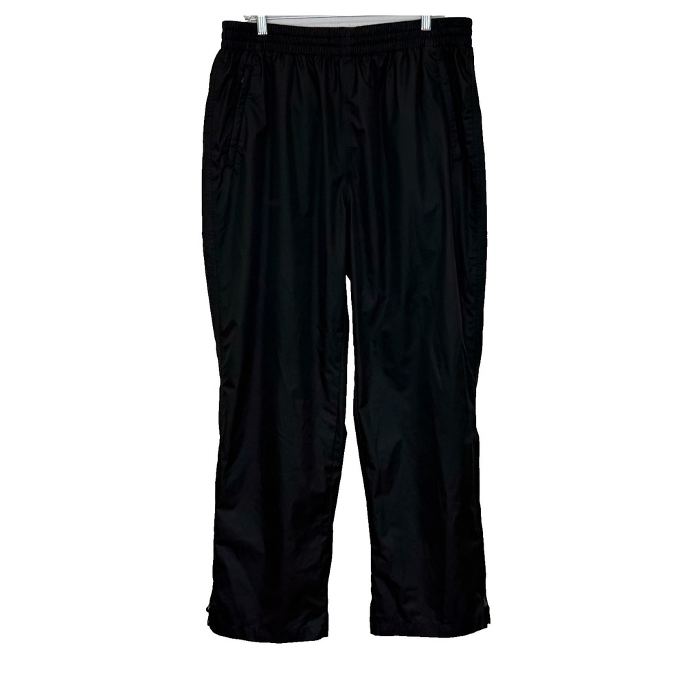 Adidas Climaproof Rain Pants Mens Sz XL Black Elastic Waist Zip Pockets Pull On